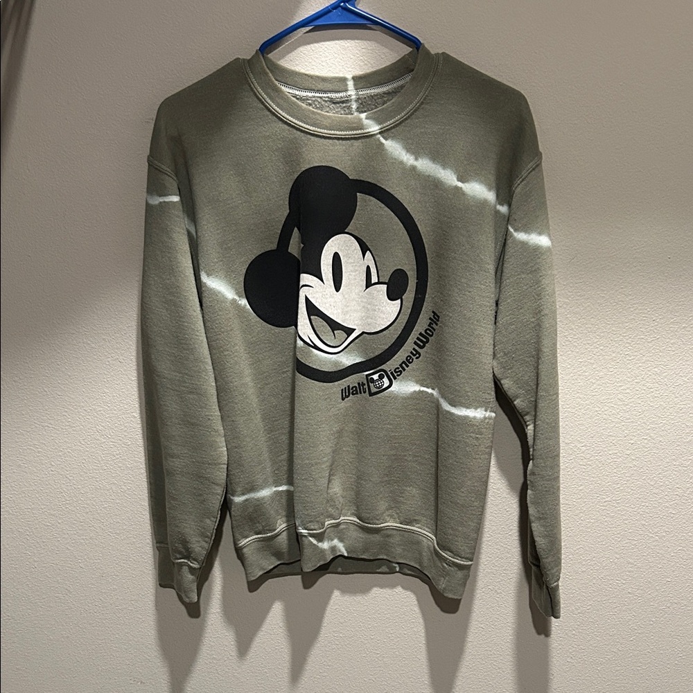 Disney Men's Green Mickey Mouse Crewneck Sweater